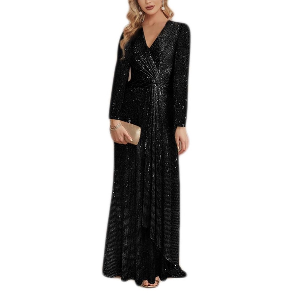 NWOT Elegant Black sequined Evening Gown large - Picture 6 of 9